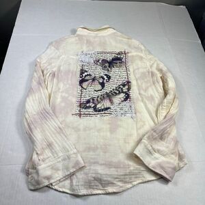 Bolufe Patchwork Button Down Shirt Tie Dye Boho Casual Long Sleeve Top M USA